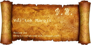 Vétek Margit névjegykártya